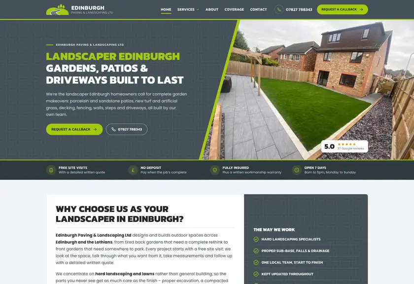 Power Domain website for a landscaper in Edinburgh, built by Stars Group